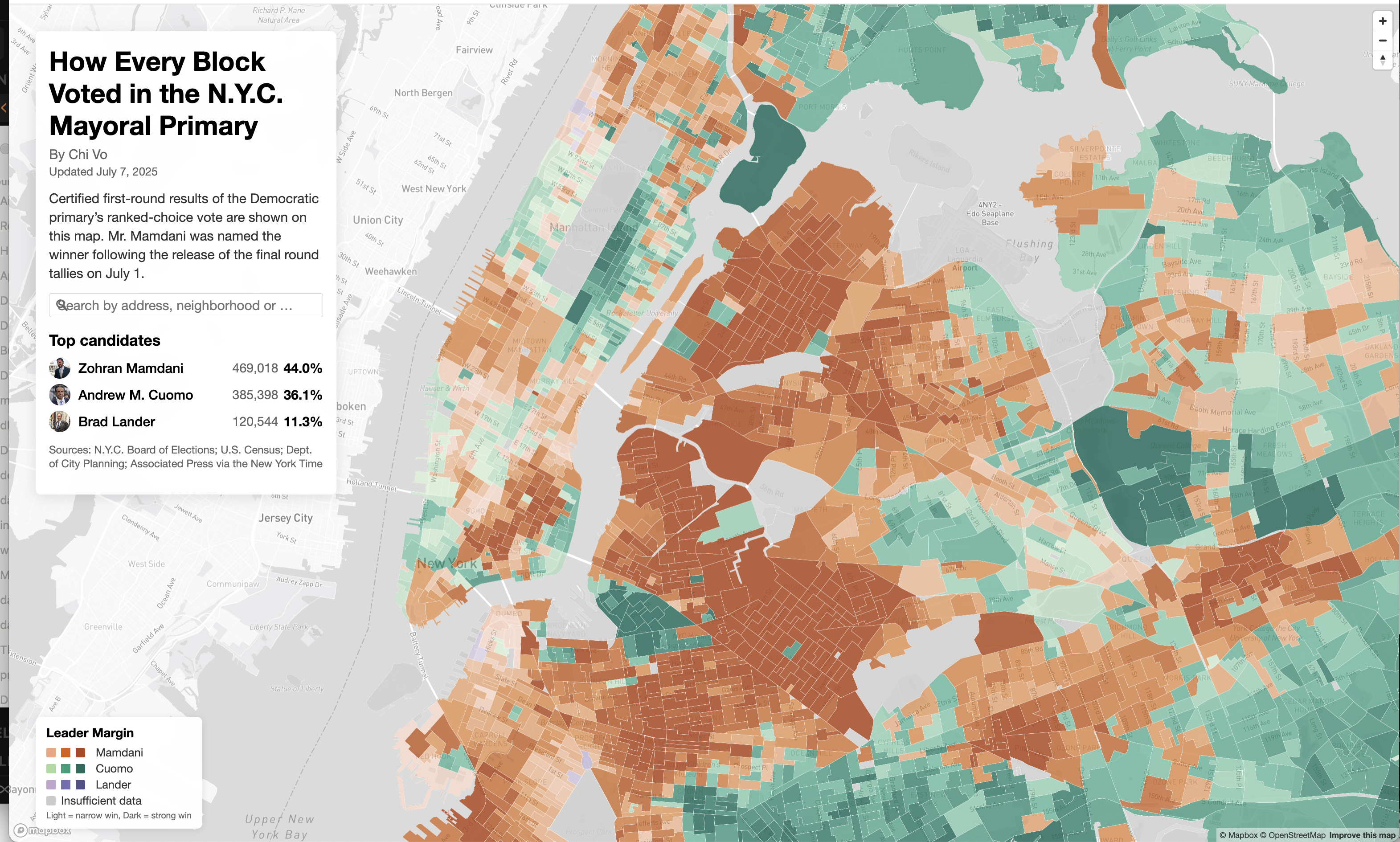 NYC Mayoral Election Map